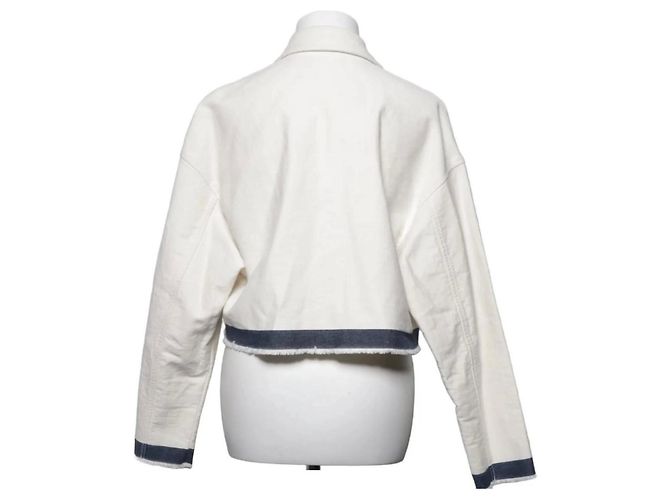 Prada Giacca di cotone bianca con dettagli in denim - vista 2
