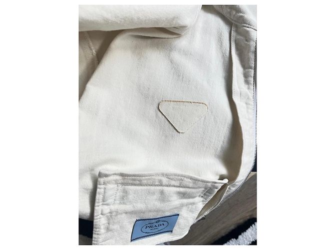 Prada Giacca di cotone bianca con dettagli in denim - vista 9