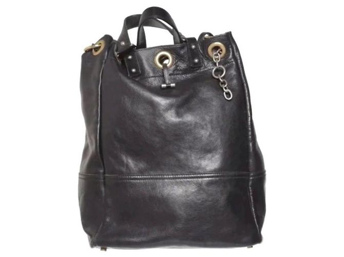 Yves Saint Laurent Leder Beuteltasche Schwarz - Ansicht 3