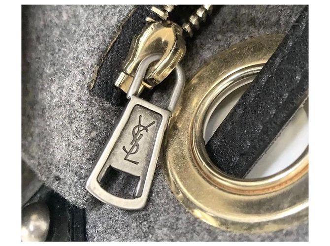 Yves Saint Laurent Leder Beuteltasche Schwarz - Ansicht 8