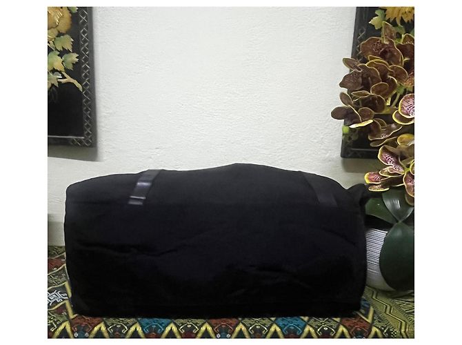 Gucci Borsa Duffle in Nylon Nero e Pelle - vista 3