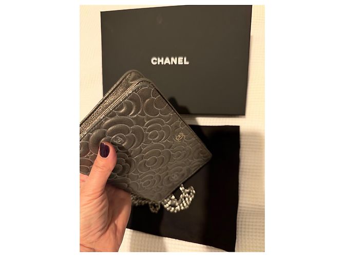 Chanel Wallet On Chain Camélia Metallic-Leder Tasche Grau - Ansicht 7