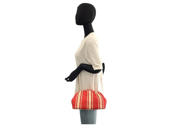 Borsa a tracolla in paglia Kate Spade Scrunch Beach Chair Stripe - vista 5