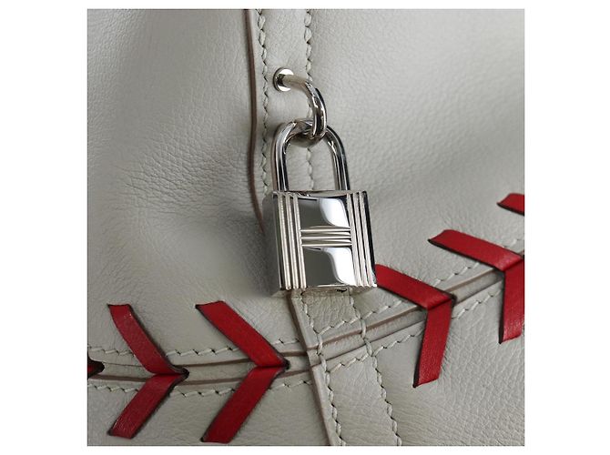 Hermès HERMES Bolide 1923 Baseball 45 Bolsa de Mão Couro Gray Silver - vista 22