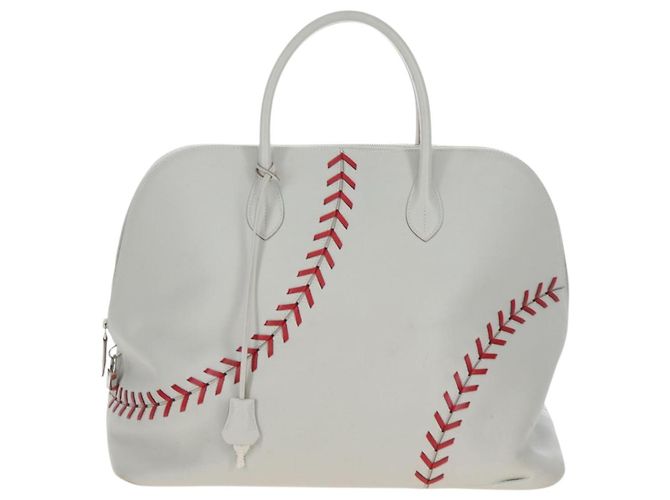 Hermès HERMES Bolide 1923 Baseball 45 Bolsa de Mão Couro Cinza Prata - vista 13