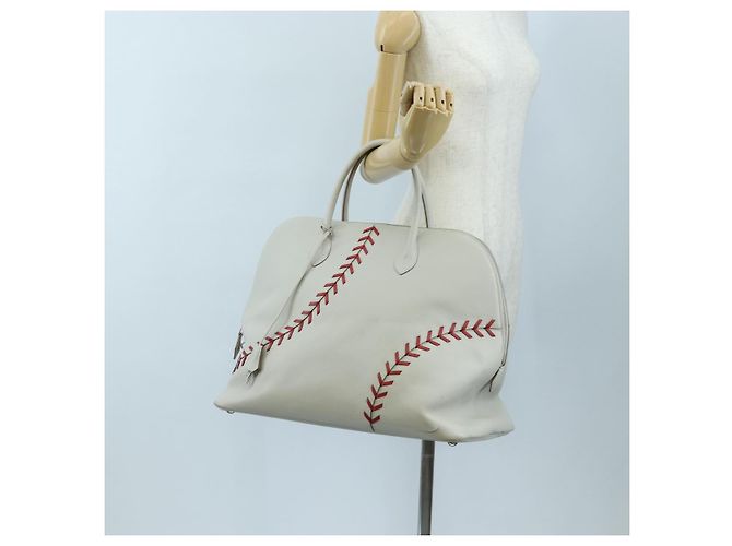 Hermès HERMES Bolide 1923 Baseball 45 Bolsa de Mão Couro Cinza Prata - vista 27