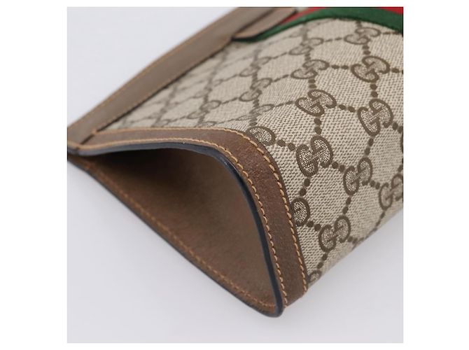 Borsa a pochette GUCCI GG Supreme Web Sherry Line PVC Beige 89 01 001 - vista 14