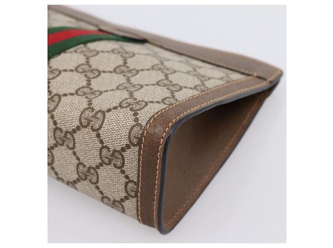 Borsa a pochette GUCCI GG Supreme Web Sherry Line PVC Beige 89 01 001 - vista 15