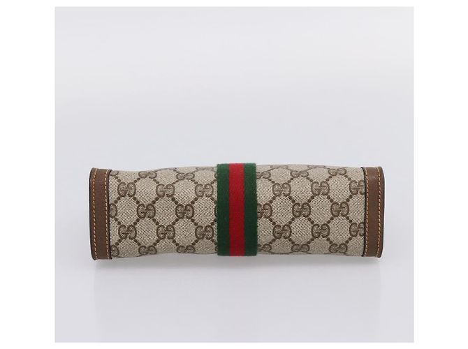 Borsa a pochette GUCCI GG Supreme Web Sherry Line PVC Beige 89 01 001 - vista 6