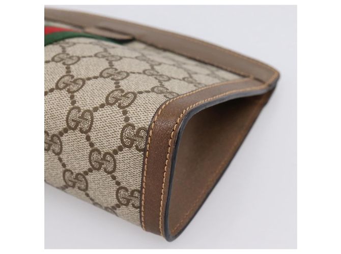 Borsa a pochette GUCCI GG Supreme Web Sherry Line PVC Beige 89 01 001 - vista 7