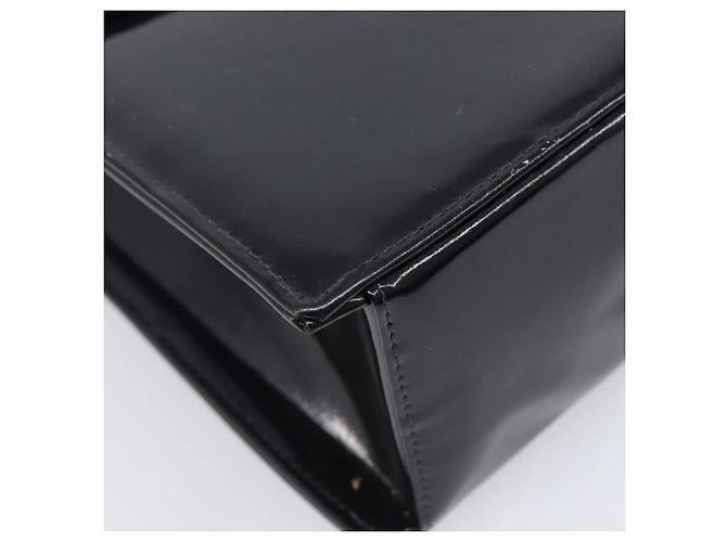 CHANEL COCO Mark Chain Handtasche Lackleder Schwarz Silber CC - Ansicht 17