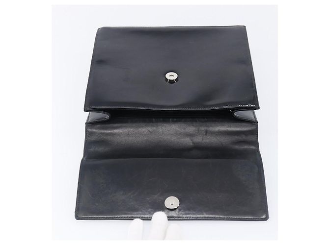 CHANEL COCO Mark Chain Handtasche Lackleder Schwarz Silber CC - Ansicht 21