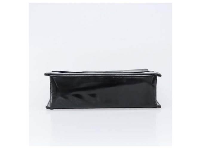 CHANEL COCO Mark Chain Handtasche Lackleder Schwarz Silber CC - Ansicht 5