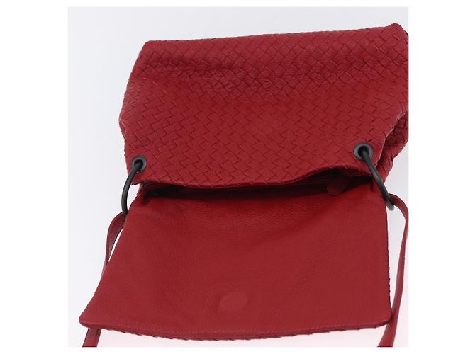 Borsa a tracolla BOTTEGA VENETA INTRECCIATO in pelle rossa - vista 19