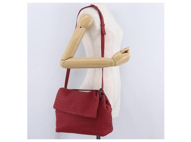 Borsa a tracolla BOTTEGA VENETA INTRECCIATO in pelle rossa - vista 25