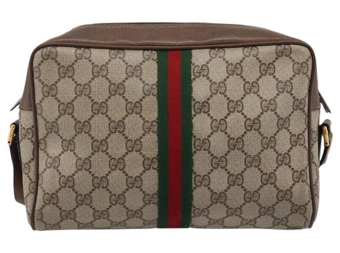 Borsa a tracolla GUCCI GG Supreme Web Sherry Line PVC Beige 56 02 005 - vista 2