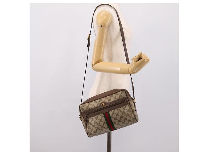 Borsa a tracolla GUCCI GG Supreme Web Sherry Line PVC Beige 56 02 005 - vista 26