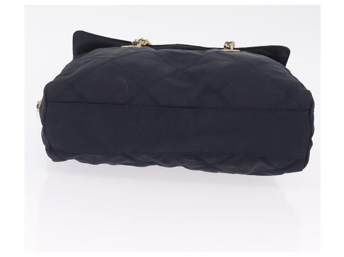 Jacquard Bolso de hombro con cadena PRADA Nylon Navy Gold - vista 12