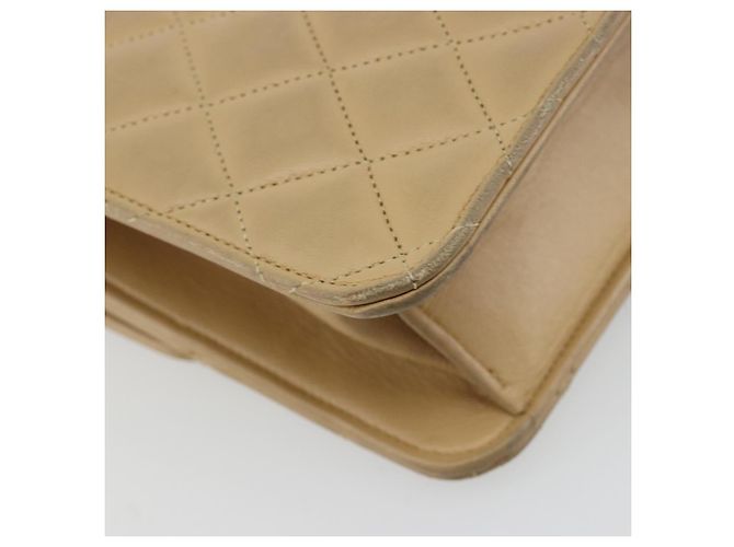 Borsa a tracolla CHANEL Matelasse 25 in pelle d'agnello beige con catena e CC dorati - vista 18