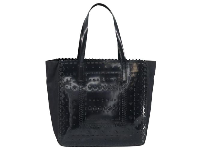 Bolsa de mão PRADA Esmalte Preto Prata - vista 2