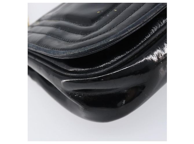 Borsa a tracolla con catena CHANEL Vernice Nera Dorata CC - vista 16