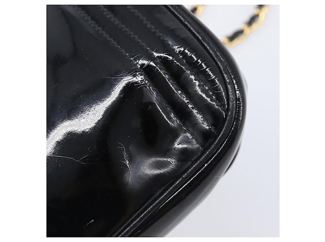 Borsa a tracolla con catena CHANEL Vernice Nera Dorata CC - vista 19