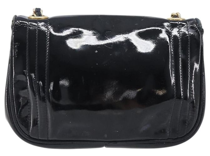 Borsa a tracolla con catena CHANEL Vernice Nera Dorata CC - vista 2