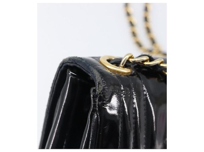 Borsa a tracolla con catena CHANEL Vernice Nera Dorata CC - vista 20