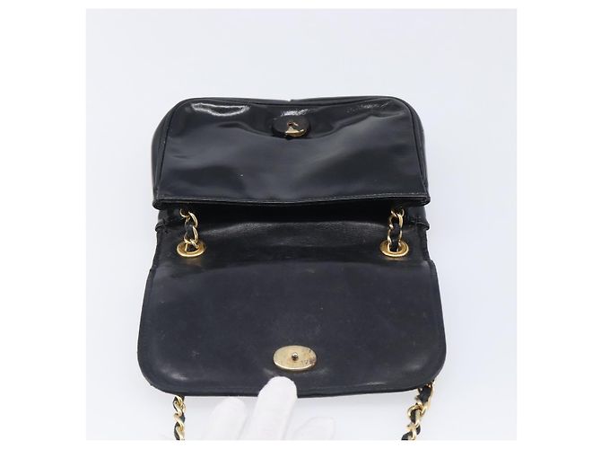 Borsa a tracolla con catena CHANEL Vernice Nera Dorata CC - vista 22