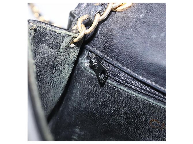 Borsa a tracolla con catena CHANEL Vernice Nera Dorata CC - vista 26