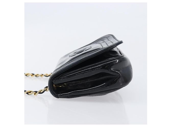 Borsa a tracolla con catena CHANEL Vernice Nera Dorata CC - vista 4