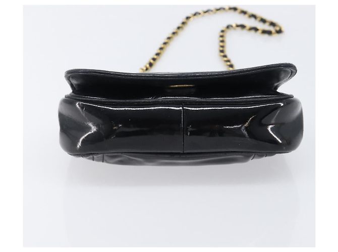 Borsa a tracolla con catena CHANEL Vernice Nera Dorata CC - vista 5