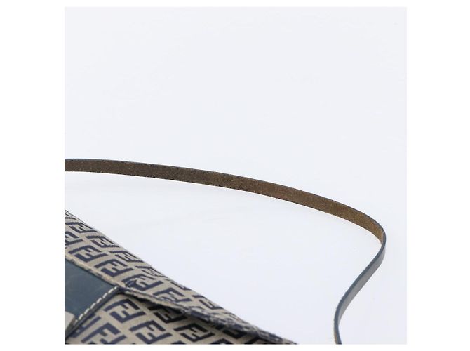 FENDI Zucchino Canvas Mamma Baguette Schultertasche Navy Silver - Ansicht 15
