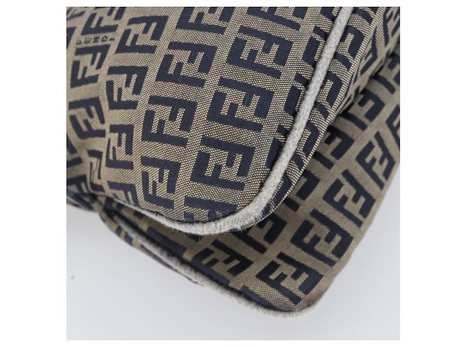 FENDI Zucchino Canvas Mamma Baguette Schultertasche Navy Silver - Ansicht 17