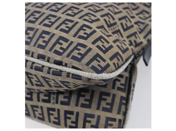 FENDI Zucchino Canvas Mamma Baguette Schultertasche Navy Silver - Ansicht 18