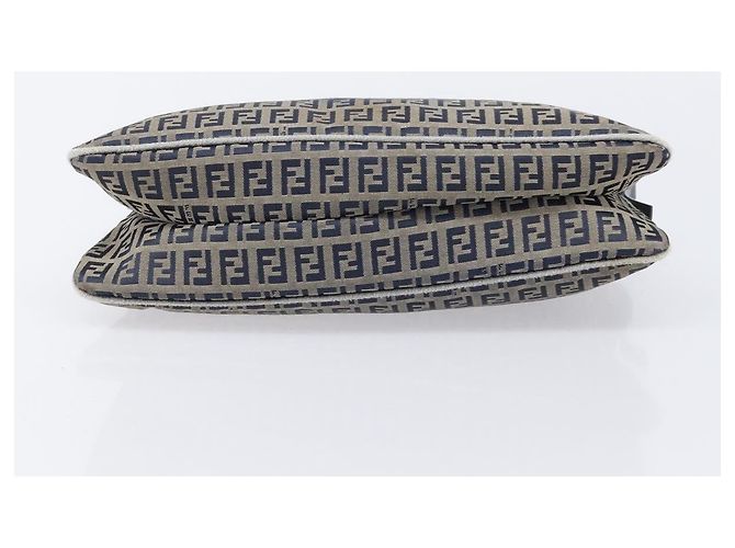 FENDI Zucchino Canvas Mamma Baguette Schultertasche Navy Silver - Ansicht 5