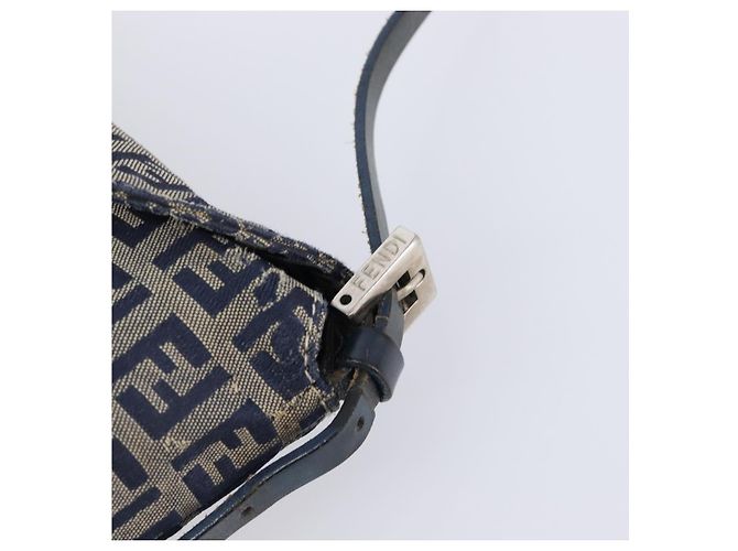 FENDI Zucchino Canvas Mamma Baguette Schultertasche Navy Silver - Ansicht 7