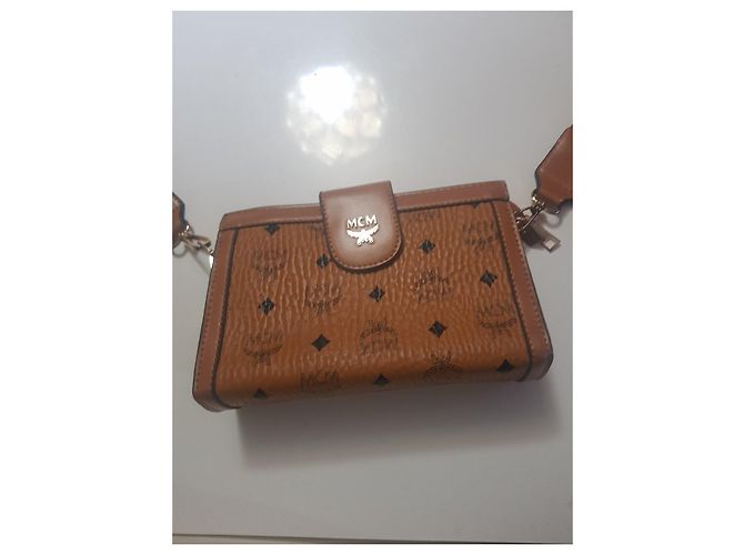 Borsa MCM Visetos Monogram in Pelle Marrone - vista 20