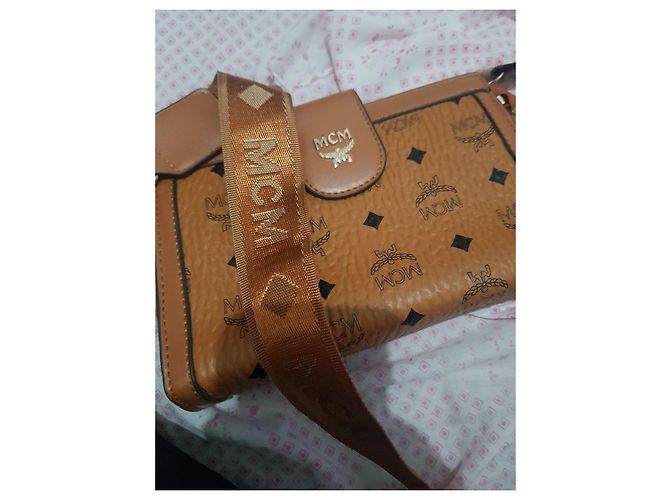 Borsa MCM Visetos Monogram in Pelle Marrone - vista 22