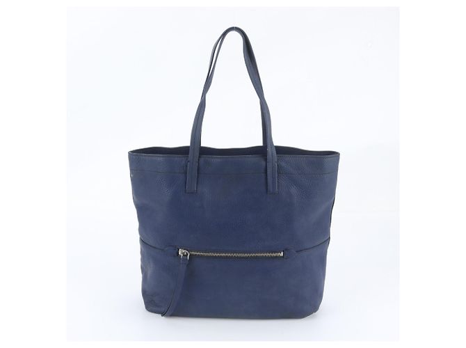 Borsa Tote Miu Miu in pelle blu navy - vista 3