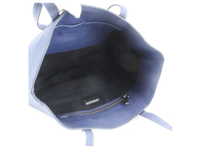 Borsa Tote Miu Miu in pelle blu navy - vista 7