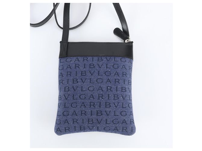 Bulgari Borsa a tracolla Bvlgari Logomania in denim e pelle - vista 3