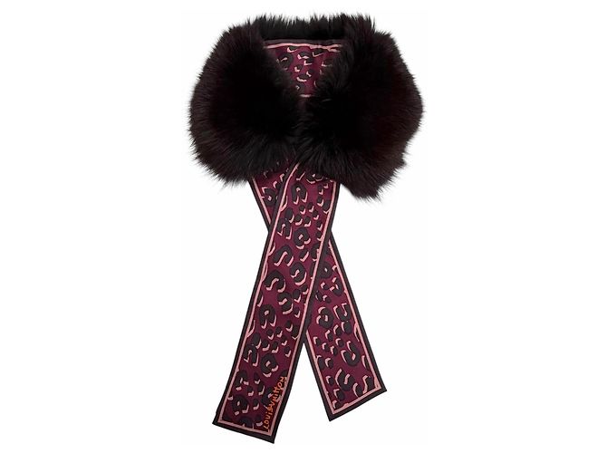 Chal de seda y piel de zorro Bordeaux Louis Vuitton - vista 5