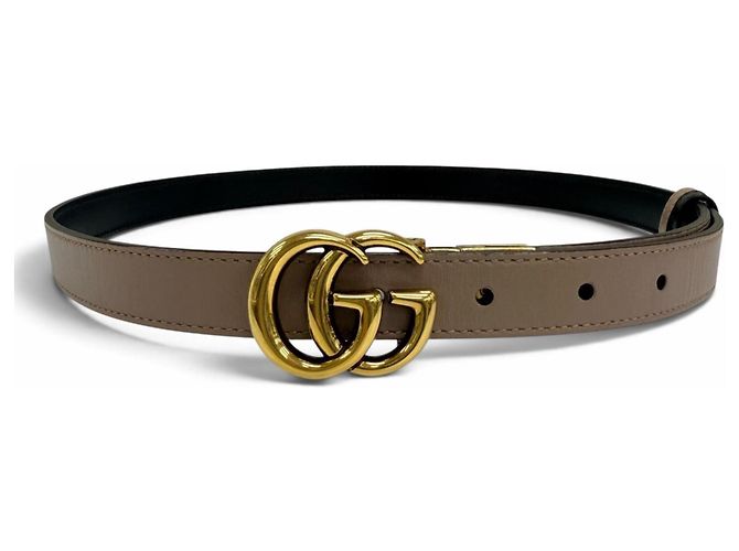 Gucci GG Emblem Reversible Slim Leather Belt - view 3
