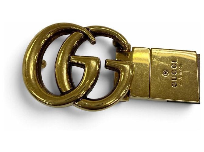 Gucci GG Emblem Reversible Slim Leather Belt - view 4