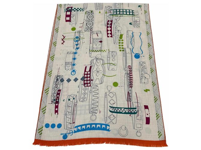 Hermès Hermes Rectangle Colliers de Chiens Cashmere Silk Shawl - vista 2