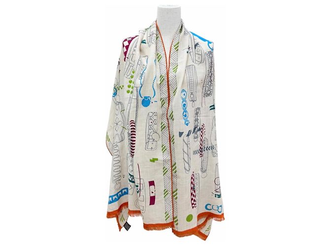 Hermès Hermes Rectangle Colliers de Chiens Cashmere Silk Shawl - vista 3