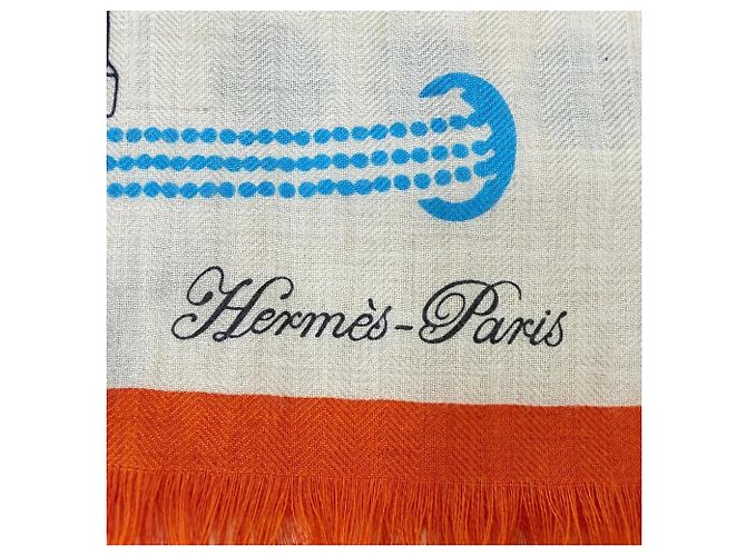 Hermès Hermes Rectangle Colliers de Chiens Cashmere Silk Shawl - vista 6