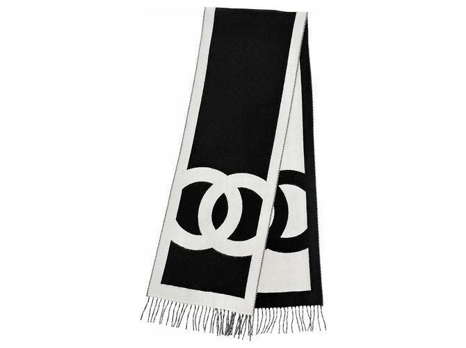 Sciarpa lunga bicolore con frange in cashmere Chanel - vista 3