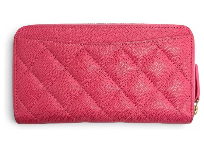 Timeless Portafoglio lungo Chanel in pelle di vitello granulata rosa - vista 3